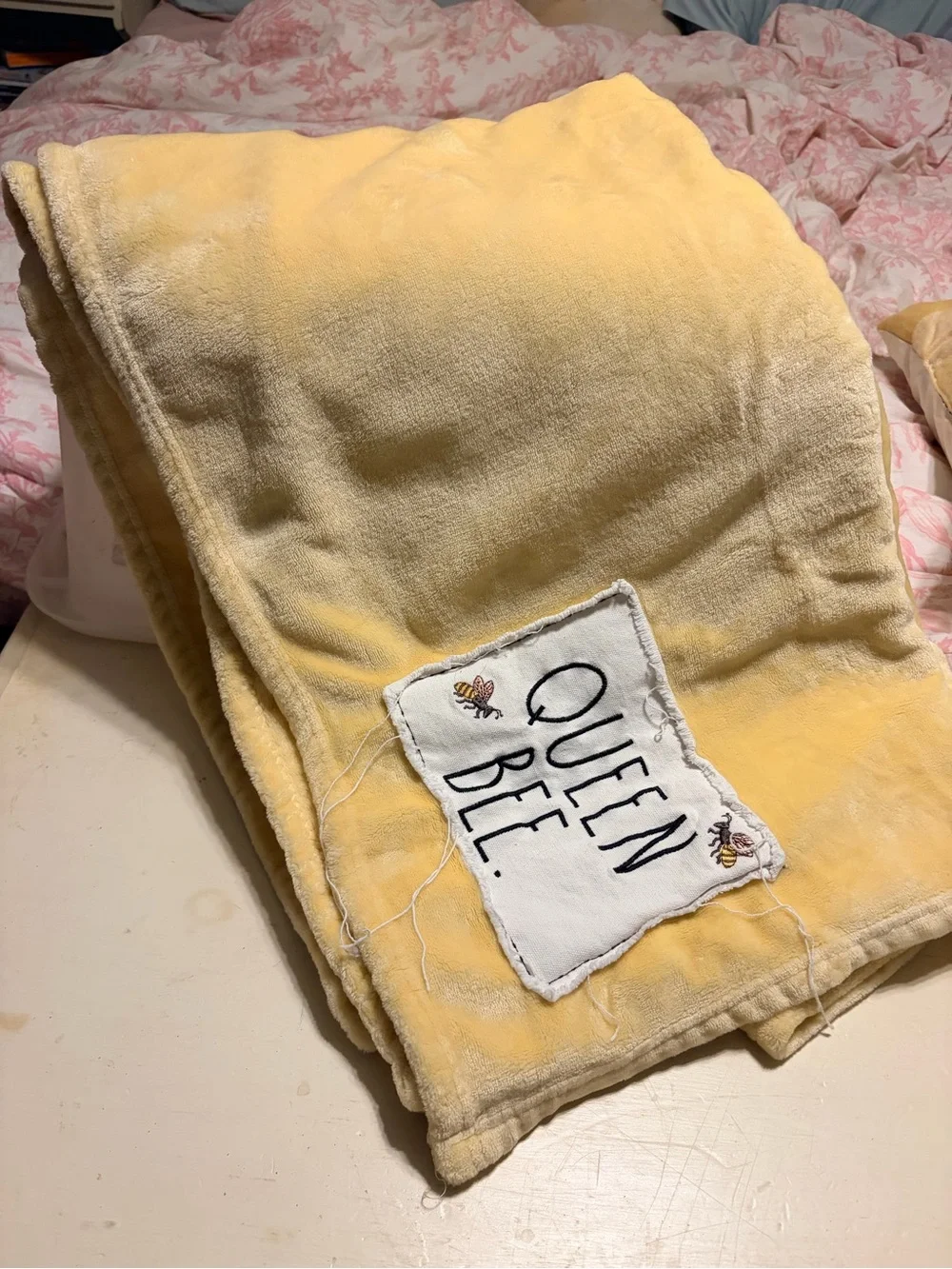 Rae Dunn Yellow Plush 'Queen Bee' Throw Blanket